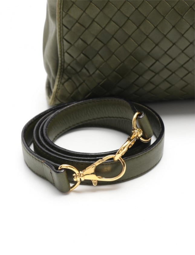 ボッテガヴェネタ BOTTEGA VENETA ハンドバッグ ショルダーバッグ イントレチャート カーキ レザー ヴィンテージ 2WAY レディース