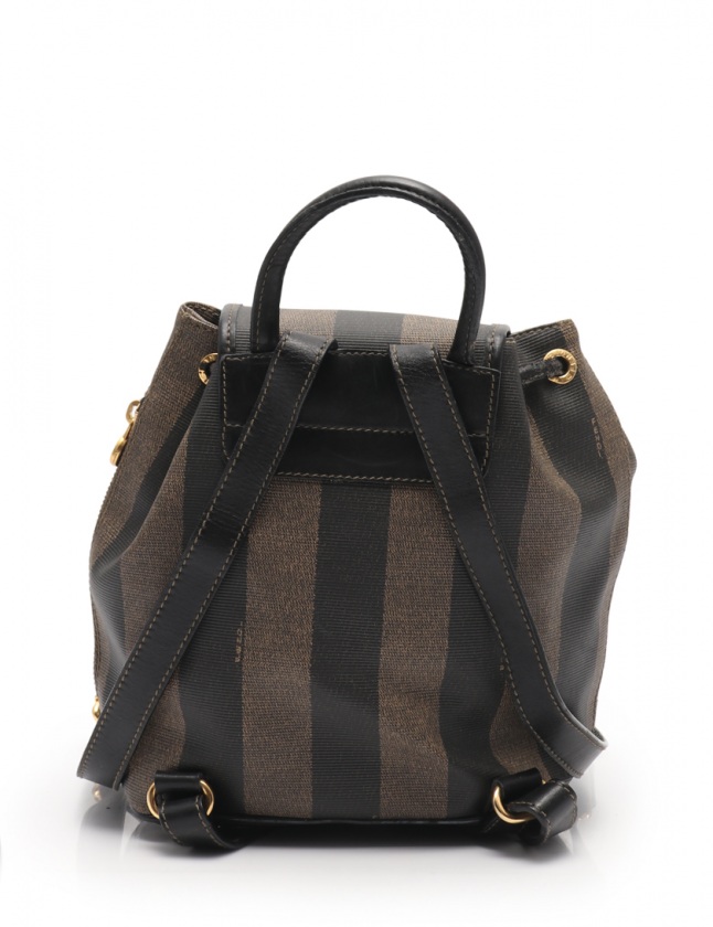 フェンディ FENDI バックパック リュック ペカン ベージュ 黒 PVC 