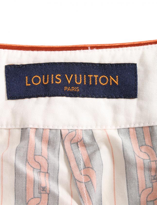 ルイヴィトン LOUIS VUITTON チェーンパジャマパンツ 白 グレー ルイヴィトン LOUIS VUITTON チェーンパジャマパンツ 白 グレー