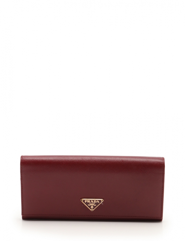プラダ PRADA 二つ折り長財布 ボルドー 小物 サフィアーノレザー  