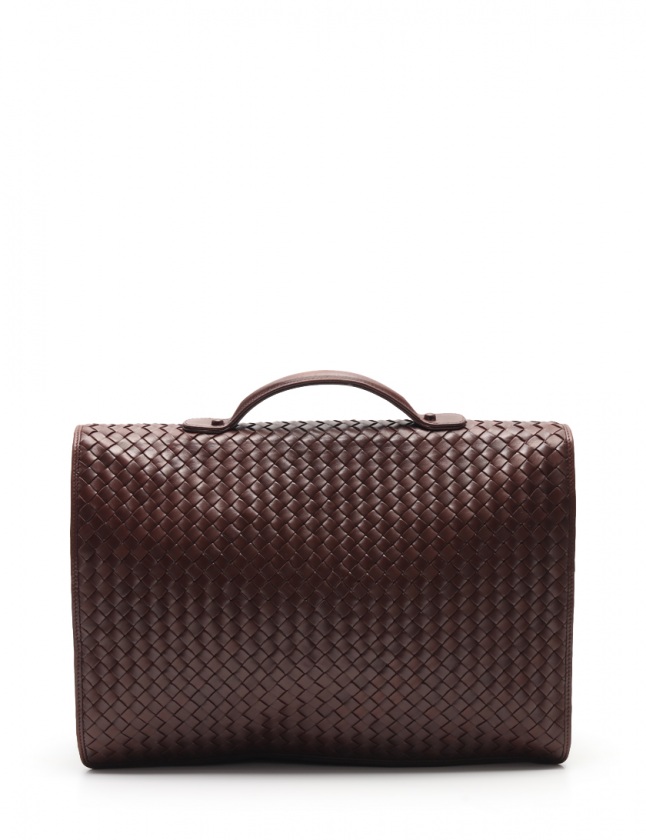 【美品】ボッテガヴェネタ ビジネスバッグ イントレチャート レザー ブラウン ボッテガヴェネタ BOTTEGA VENETA ブリーフケース ビジネス