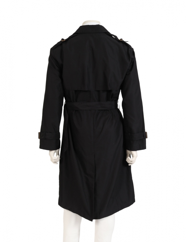 ダンヒル Dunhill トレンチコート 黒 S アウター 無地 シルク ベルト付き メンズ 114 ベクトルパーク