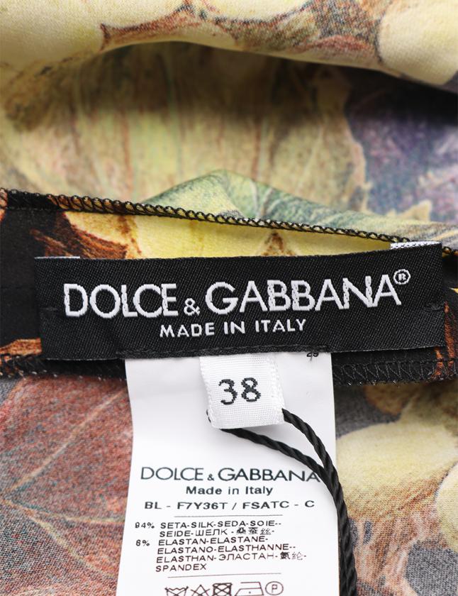 DOLCE&GABBANA◆トップス/38/シルク/マルチカラー ドルチェ&ガッバーナ ドルガバ DOLCE&GABBANA ブラウス 黄緑