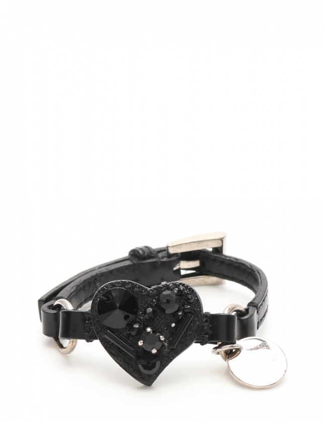 プラダ PRADA ブレスレット ハート 黒 アクセサリー サフィアーノ 