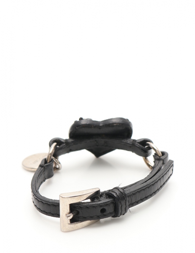 プラダ PRADA ブレスレット ハート 黒 アクセサリー サフィアーノ 