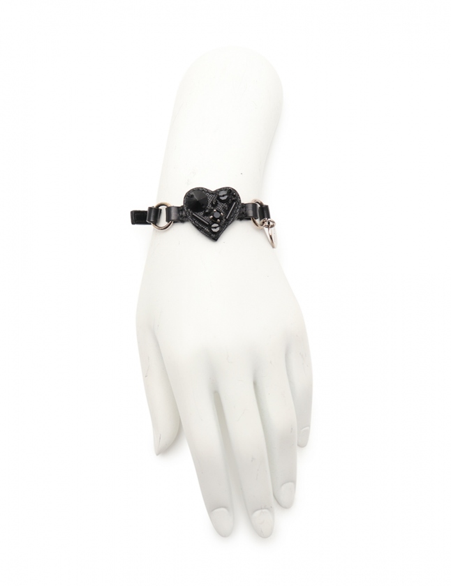 プラダ PRADA ブレスレット ハート 黒 アクセサリー サフィアーノ 