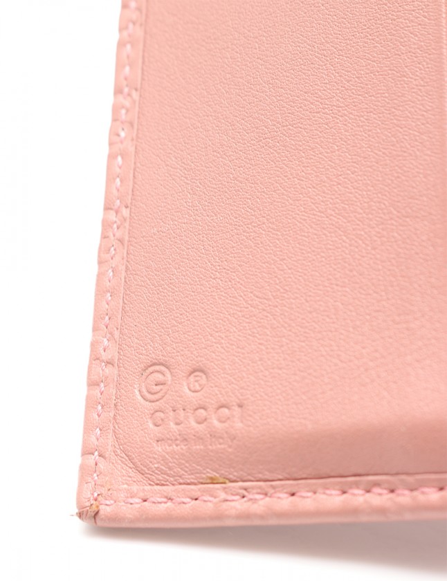 グッチ GUCCI Wホック二つ折り財布 マイクログッチシマ ピンク