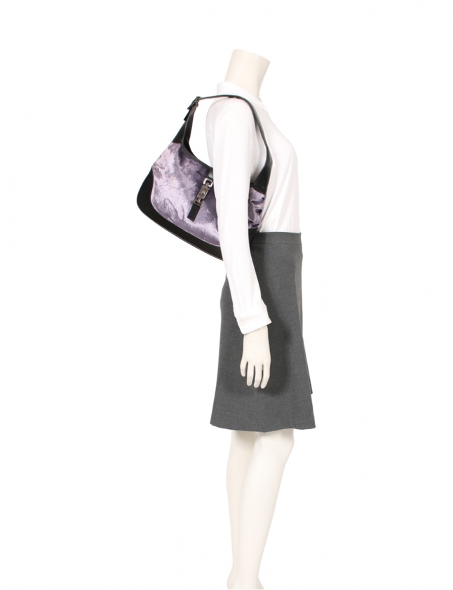 グッチ GUCCI ワンショルダーバッグ ジャッキー 紫 黒 001 3306 ベロア  