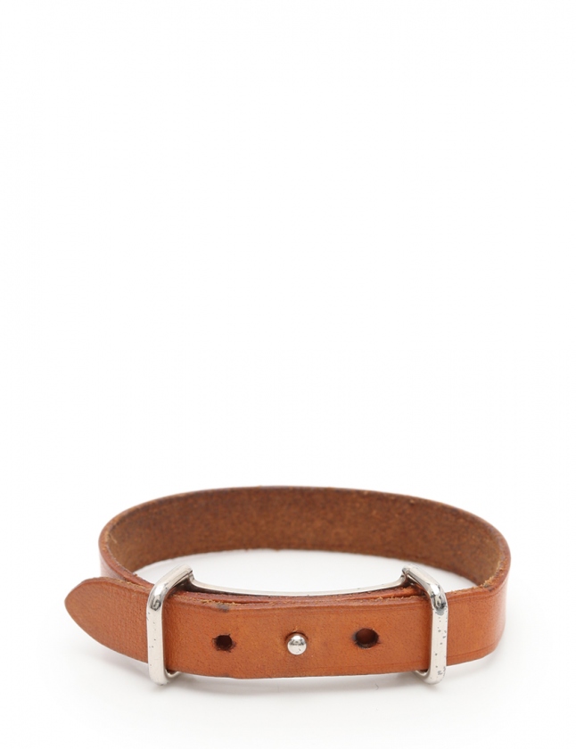 エルメス HERMES ブレスレット アピ2 茶 シルバー アクセサリー レザー 