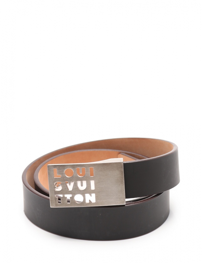 ルイヴィトン LOUIS VUITTON ベルト サンチュールLST 茶 シルバー 小物 