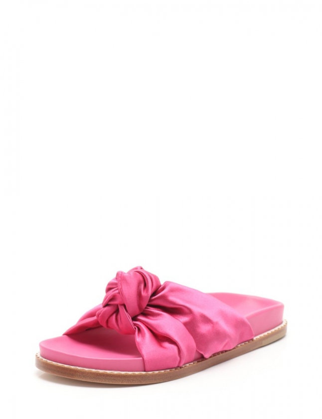 エトロ ETRO サンダル ピンク 37 シューズ 24cm レザー サテン  