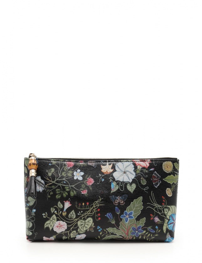 グッチ GUCCI ポーチ バンブー 黒 マルチカラー 小物 レザー 338815 レディース