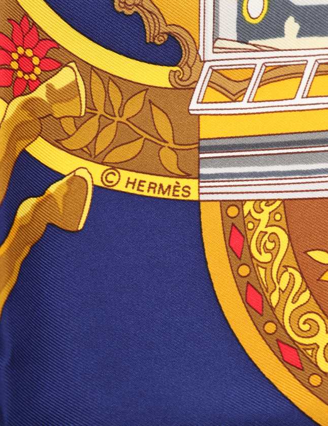 エルメス HERMES スカーフ スクエア カレ90 アイボリー ネイビー 