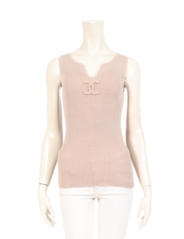 シャネル CHANEL ニット ココマーク ベージュ 38 トップス  