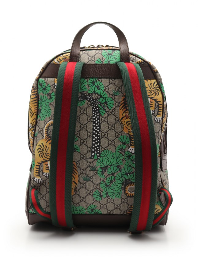 グッチ Gucci バックパック リュック Ggスプリーム ベンガル シェリーライン トラ柄 グレー 茶 黄 緑 Pvc レザー メンズ レディース 114 ベクトルパーク
