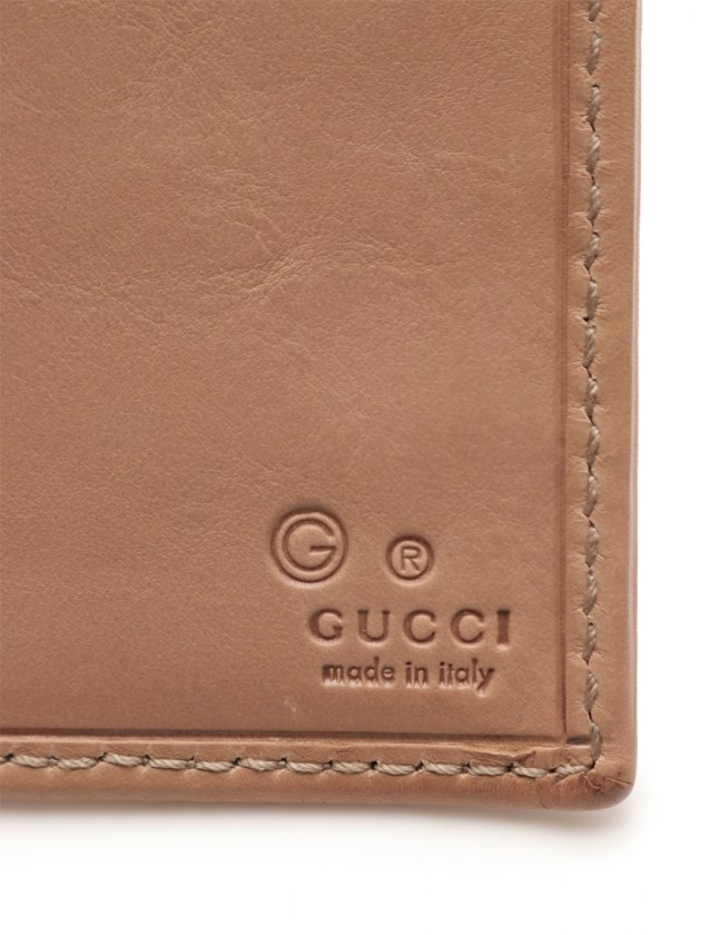 グッチ GUCCI 二つ折り長財布 ロゴエンボス ベージュ 小物 レザー 