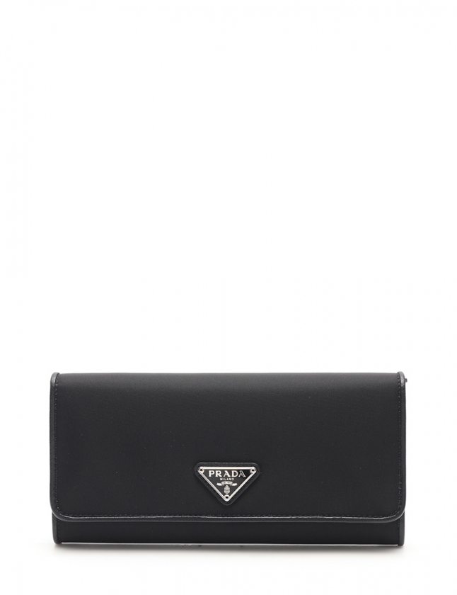 プラダ PRADA 二つ折り長財布 黒 小物 テスートナイロン レザー 1MH132 