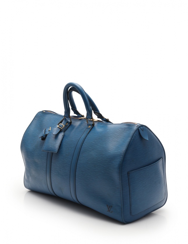 ルイヴィトン LOUIS VUITTON キーポル45 エピ トレドブルー（極美品 