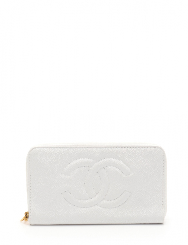 シャネル CHANEL ラウンドファスナー長財布 ココマーク 白 小物 