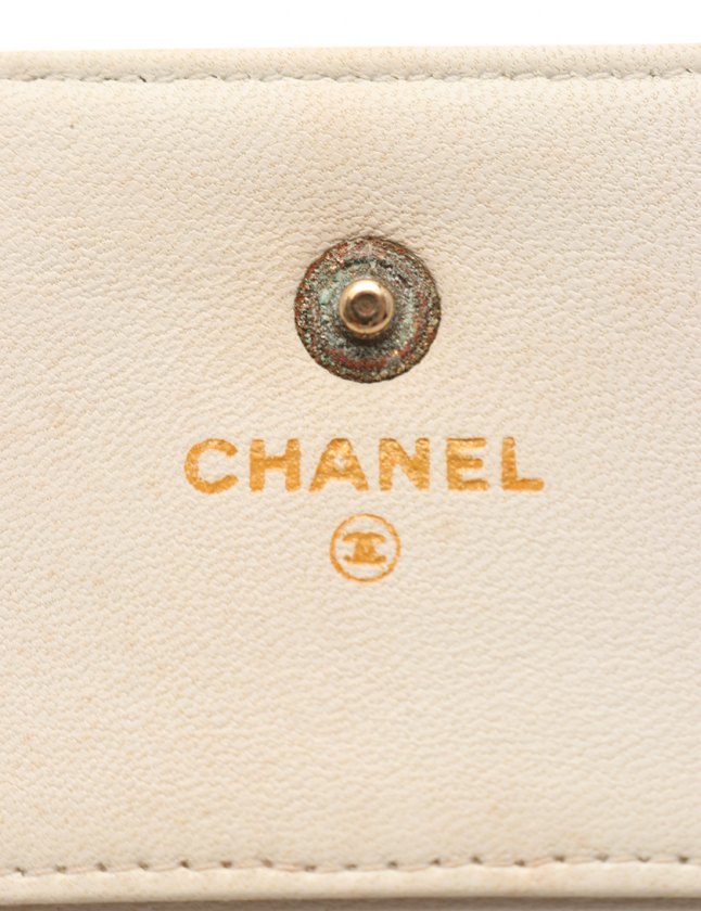 シャネル CHANEL Wホック財布 ココマーク 白 小物 キャビア