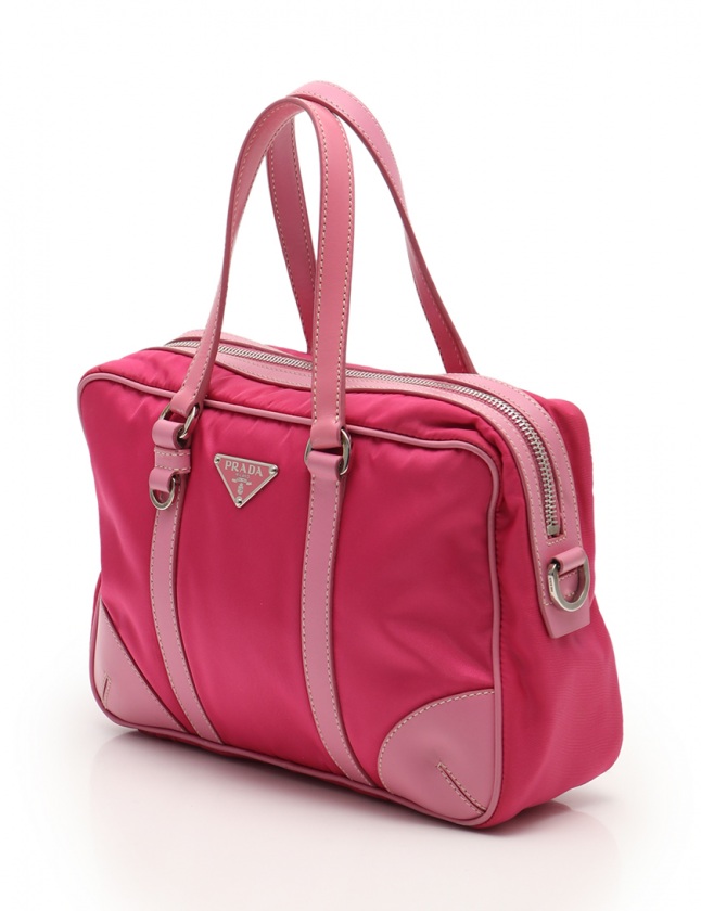 プラダ 2way ハンドバッグ ショルダーバッグ ピンク ナイロン レザー