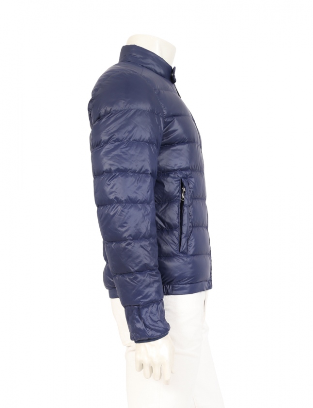 プラダ PRADA ライトダウンジャケット 青 48 アウター ワンポイント M