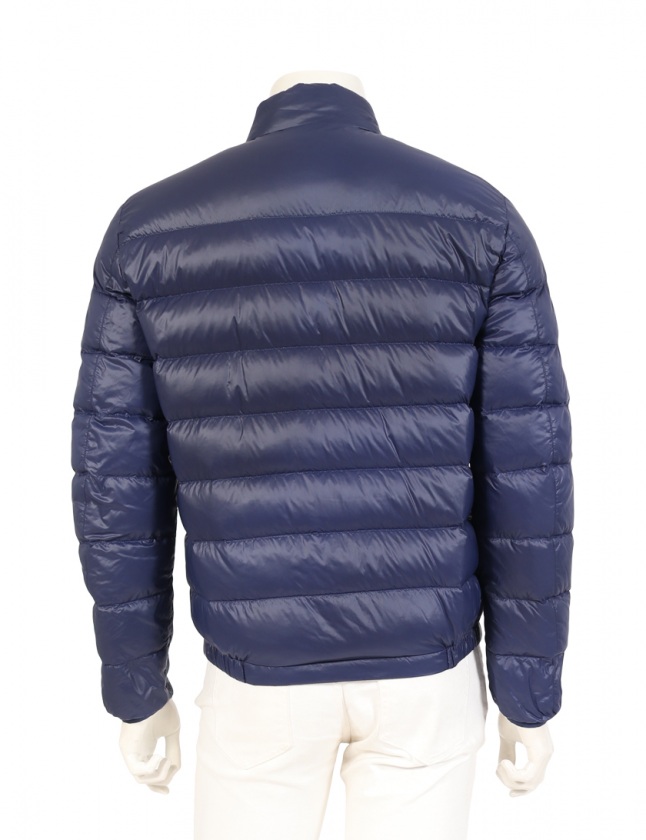 プラダ PRADA ライトダウンジャケット 青 48 アウター ワンポイント M