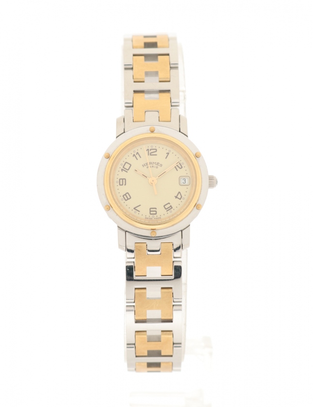 HERMES 腕時計 CL4.220 エルメス クリッパー シルバー ゴールド HERMES エルメス レディース腕時計 クリッパー QZ コンビ ゴールド
