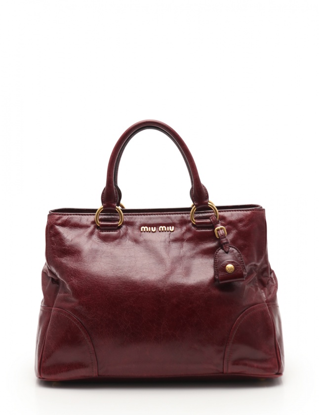 ミュウミュウ miumiu ハンドバッグ ショルダーバッグ ボルドー レザー 