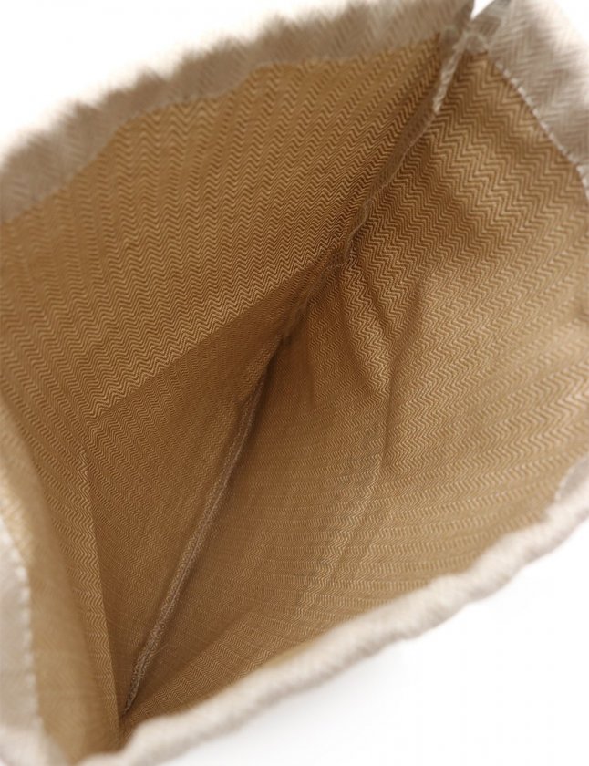 エルメス HERMES 巾着ポーチ アリーヌ ベージュ 緑 小物 キャンバス LE