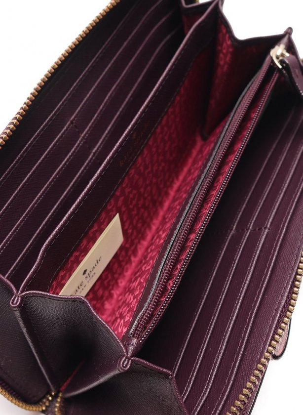 ケイトスペード KATE SPADE ラウンドファスナー長財布 ボルドー ピンク 