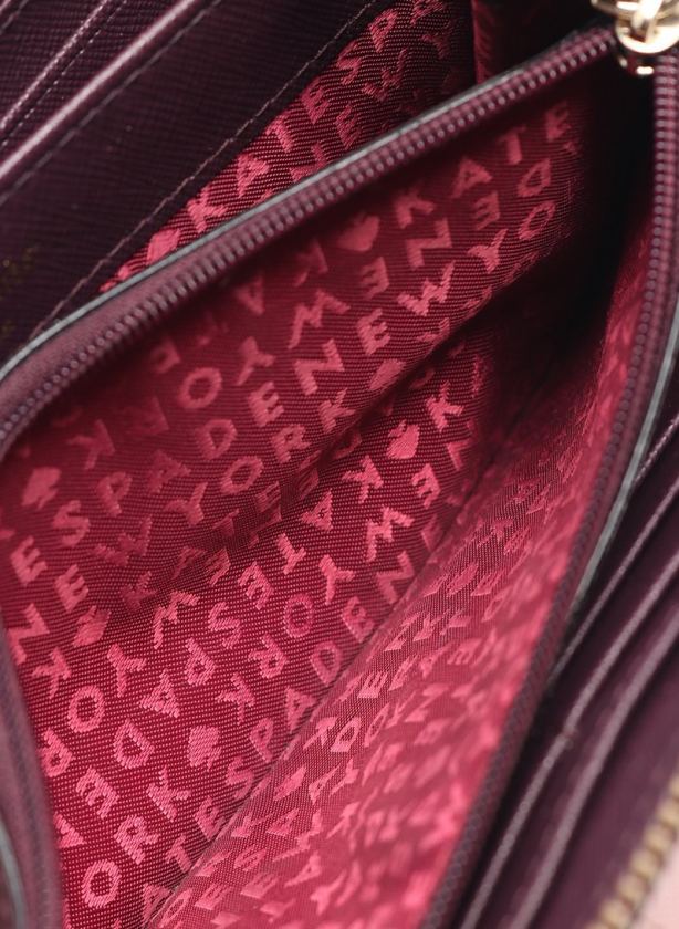 ケイトスペード KATE SPADE ラウンドファスナー長財布 ボルドー ピンク 