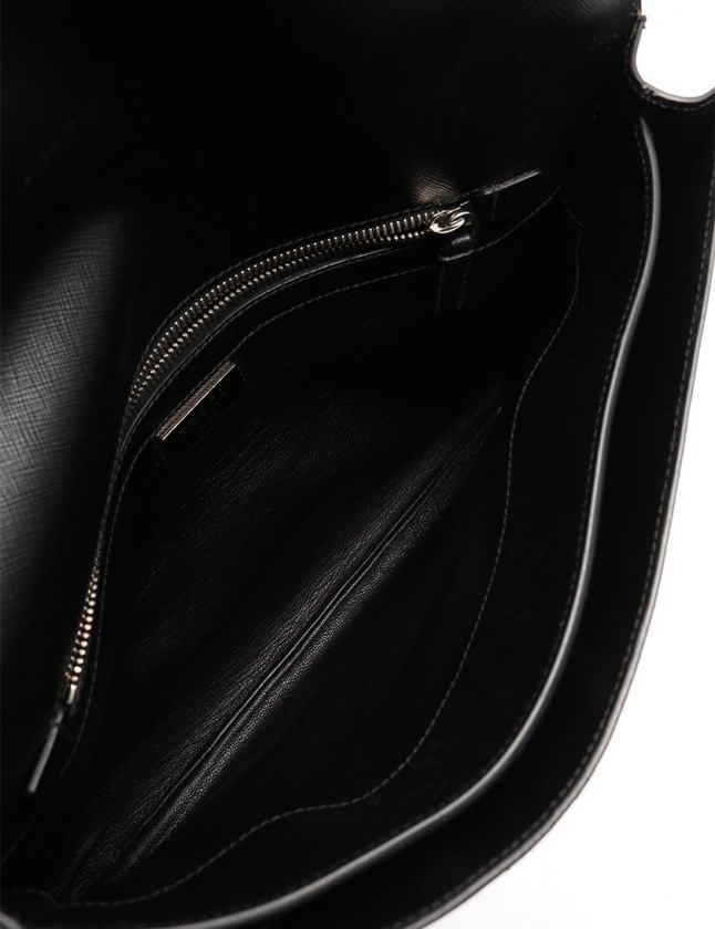 プラダ PRADA クラッチバッグ ブルーグリーン 黒 レザー バイ