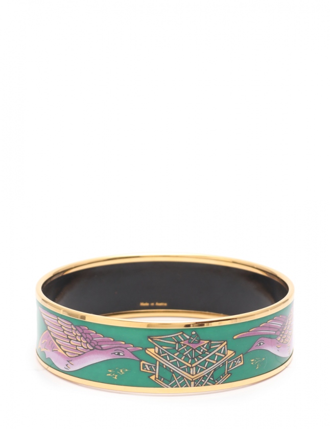 エルメス HERMES バングル エマイユMM 緑 紫 ゴールド アクセサリー 