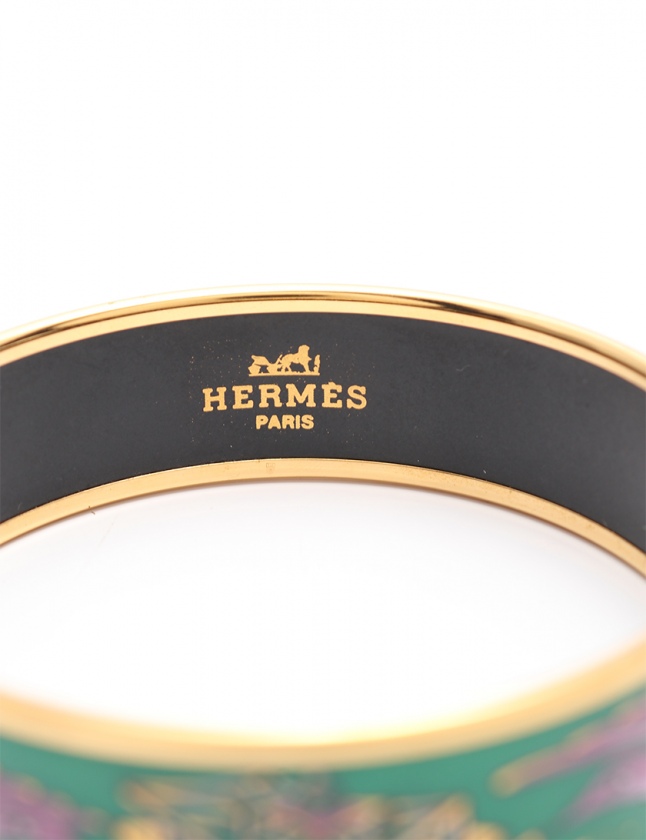 エルメス HERMES バングル エマイユMM 緑 紫 ゴールド アクセサリー 