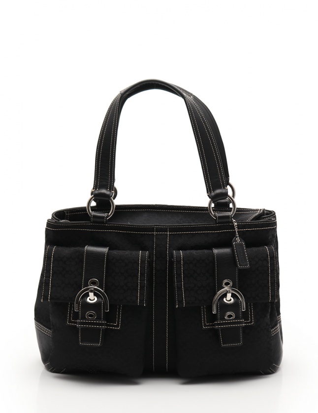 コーチ COACH トートバッグ ミニシグネチャー キャリーオール 黒 6427 