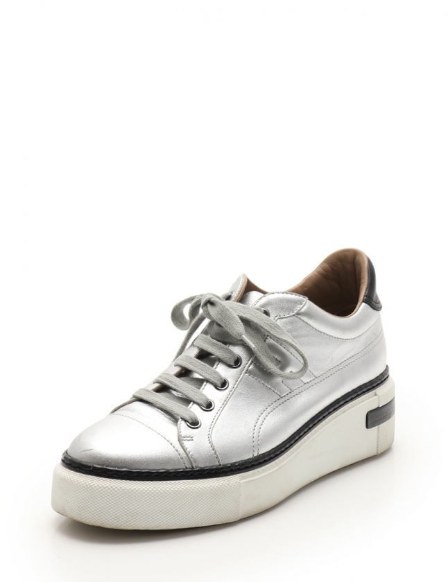 エルメス　ホワイト/シルバー レースアップスニーカー エルメス ホワイト/シルバー レースアップスニーカー 楽天市場