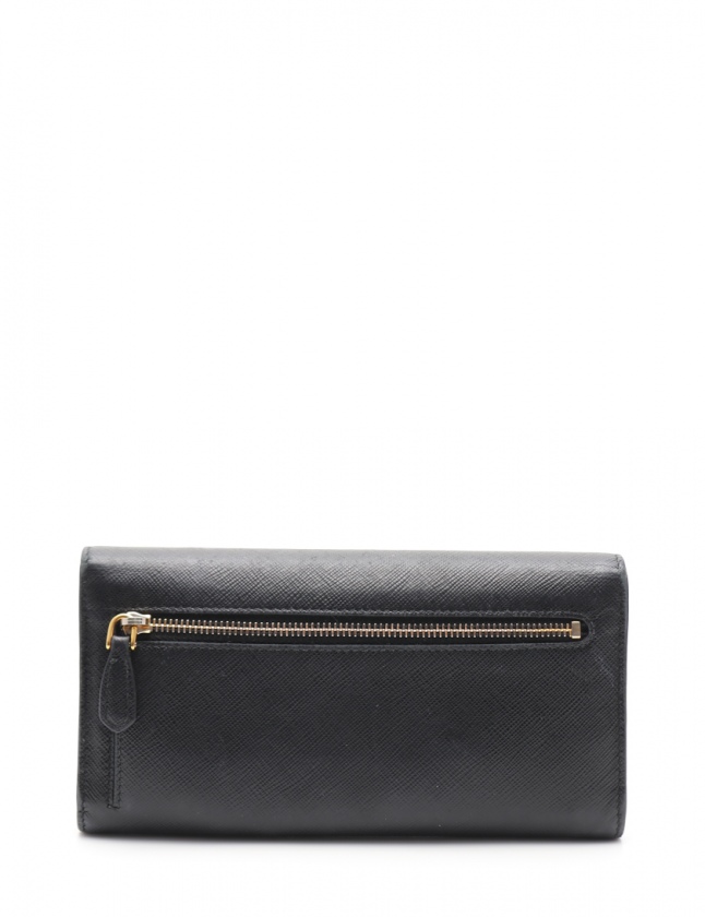 プラダ PRADA 二つ折り長財布 SAFFIANO LETTER 黒 小物 サフィアーノ  