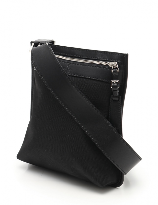 グッチ GUCCI ショルダーバッグ 黒 92562 キャンバス レザー メンズ 
