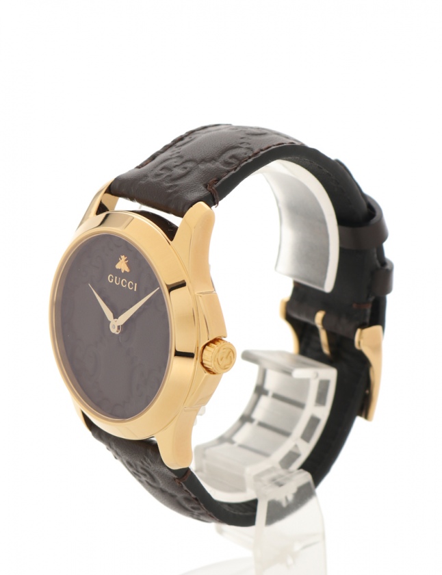 GUCCI Gタイムレス ブラウン文字盤 メンズ クォーツ 腕時計 126.4