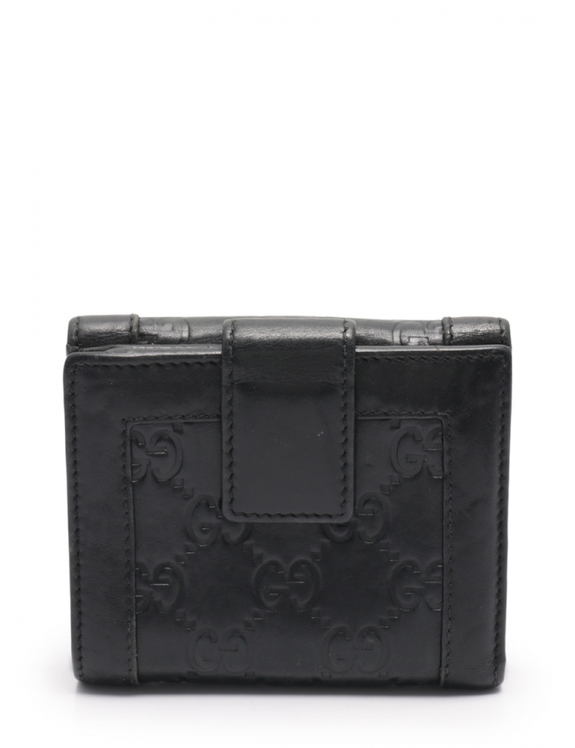 グッチ GUCCI 二つ折り財布 グッチシマ 黒 小物 レザー 146198