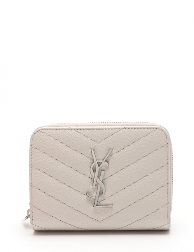 サンローラン パリ SAINT LAURENT PARIS 二つ折り財布 モノグラム 白 