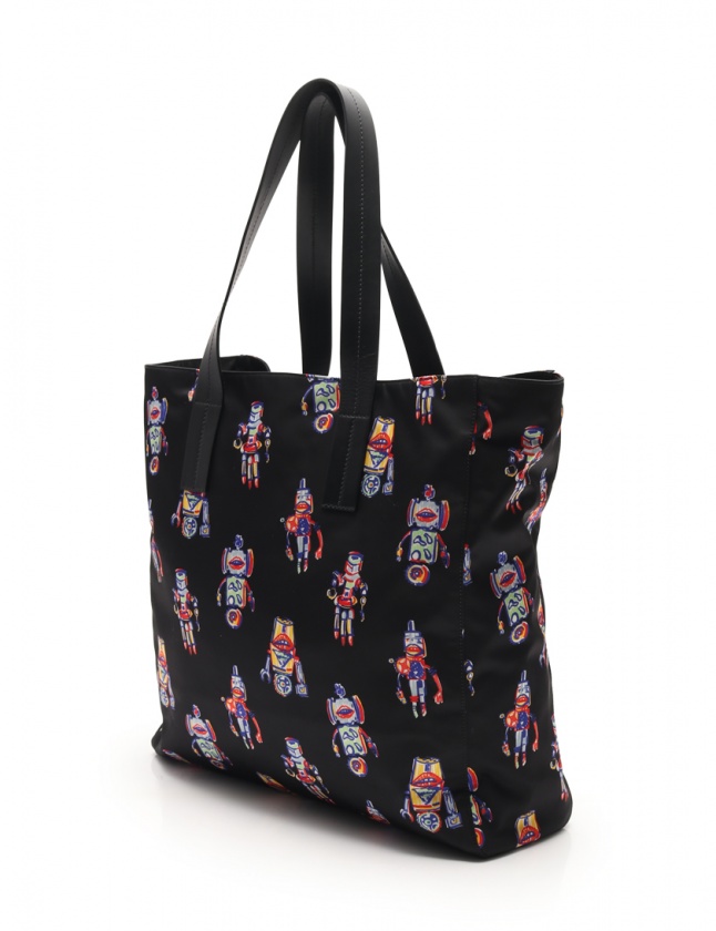 プラダ PRADA トートバッグ ロボット プリント 黒 マルチカラー 2VG019 