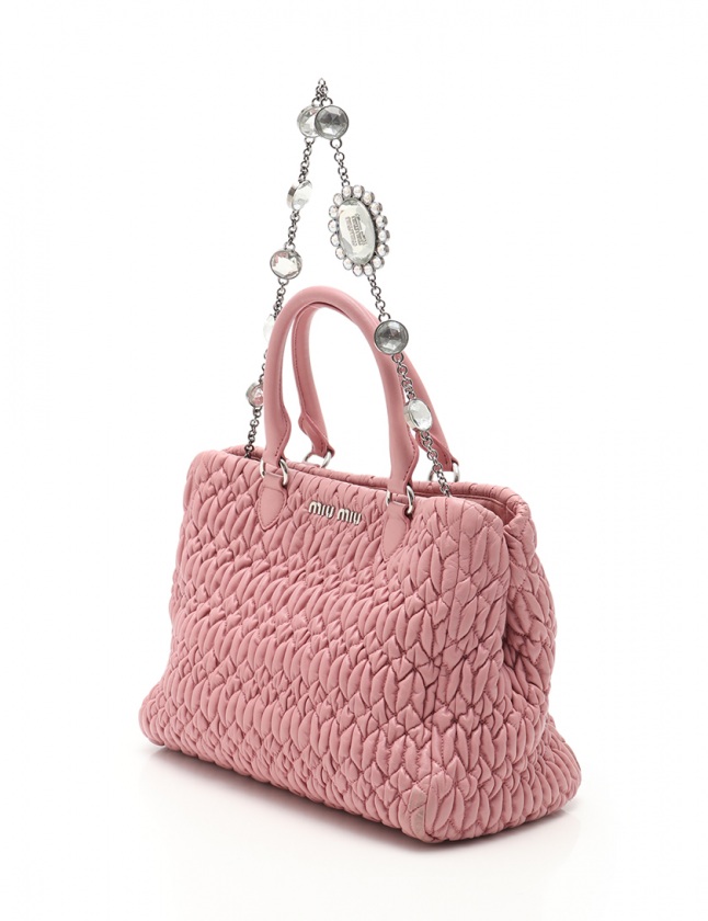 ミュウミュウ miumiu ハンドバッグ ショルダーバッグ ナッパクリスタル 