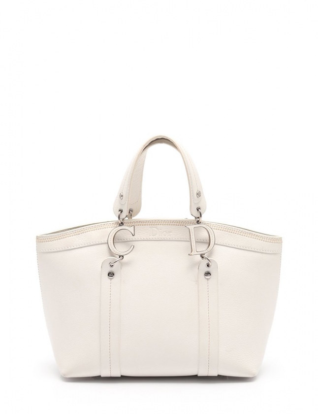 クリスチャンディオール Christian Dior トートバッグ 白 レザー  