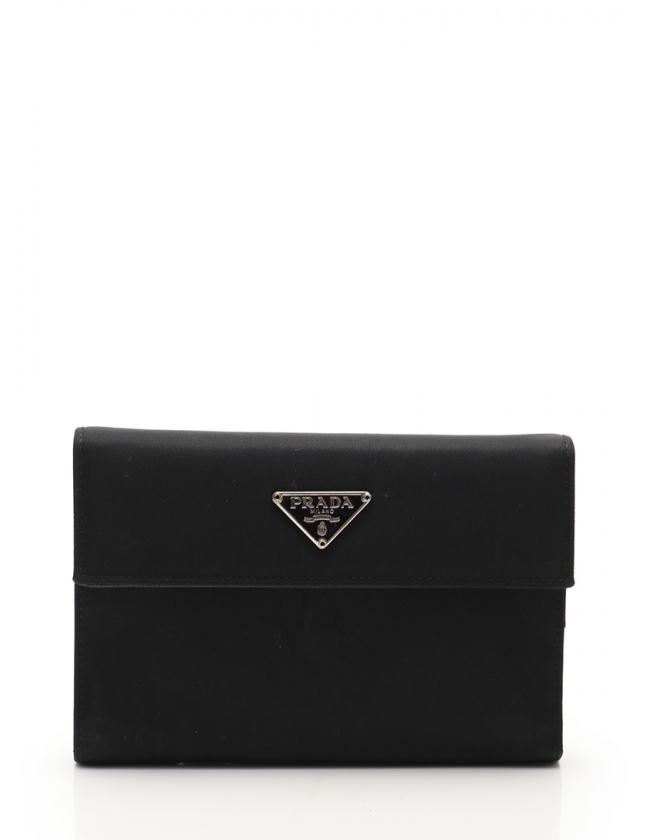 プラダ PRADA 三つ折り長財布 黒 小物 ナイロン M510 TESSUTO 