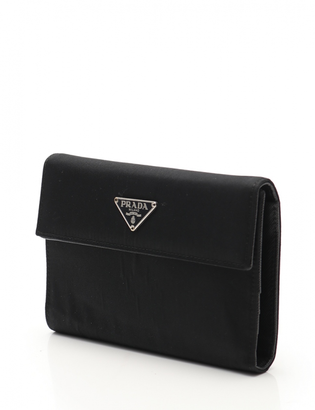 プラダ PRADA 三つ折り長財布 黒 小物 ナイロン M510 TESSUTO 