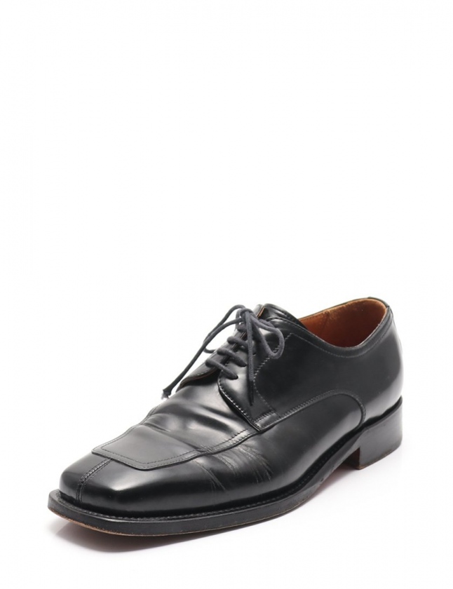 エルメス HERMES レースアップシューズ スクエアトゥ 黒 40 1/2 