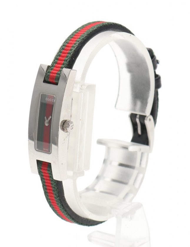 グッチ GUCCI 腕時計 レディース シルバー 緑 赤 3900L SS ナイロン  