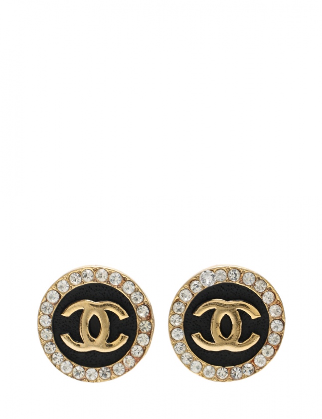 シャネル CHANEL ピアス ココマーク ゴールド 黒 アクセサリー ライン  